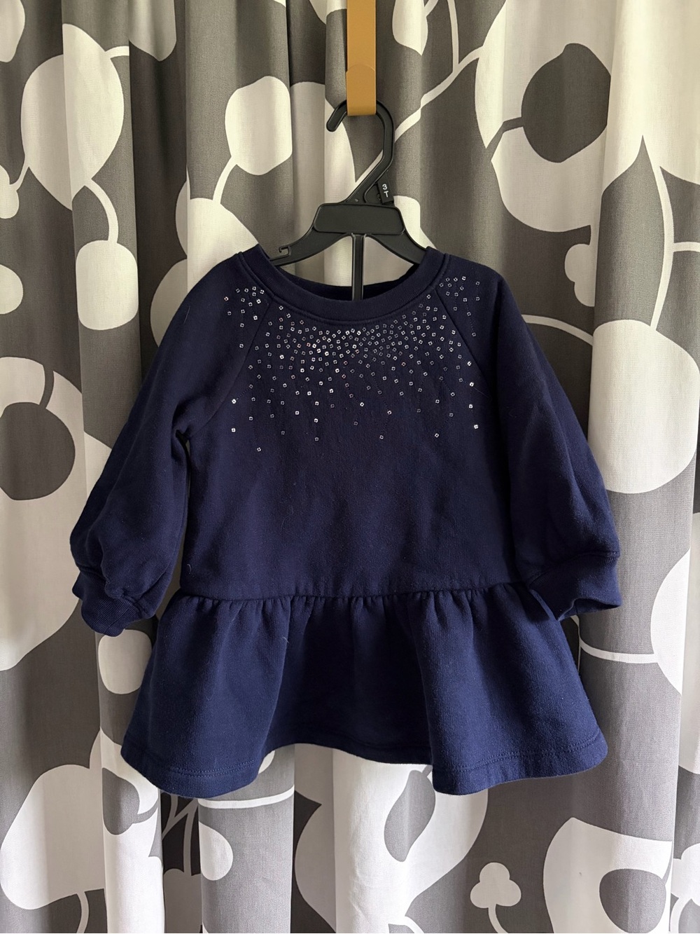 GAP Navy Long-Sleeve Peplum Top with Rhinestone Accents - Kids